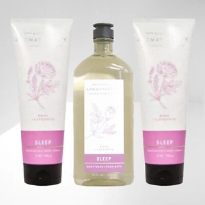 3-PACK BATH & BODY WORKS AROMATHERAPY SLEEP ROSE LAVENDER HAND CREAM & BODY WASH - Picture 1 of 5