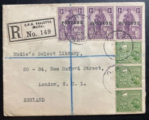 1926 Valletta Malta Registered Cover To London England Wax Seal - Picture 1 of 2