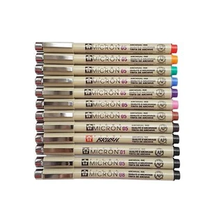 Sakura Pigma Micron + Brush 9 Micron05 + Micron01 + Micron08 + Brush - Set of 12 - Picture 1 of 3