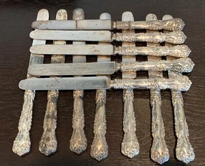 Antique set of 12 Knives with Sterling Silver Handles - Picture 1 of 10