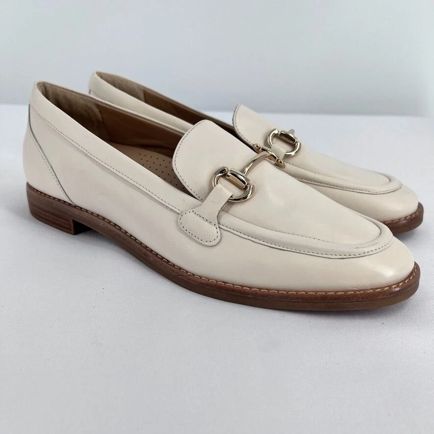 Mocasines Antonio Melani Raegan Bit Hebilla Cuero Adornado Talla 9.5 en Crema Foto 1 de 4