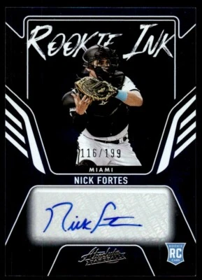 2022 Panini Absolute Rookie Ink Nick Fortes 116/199 Miami Marlins #RKI-NF - Image 1 of 2