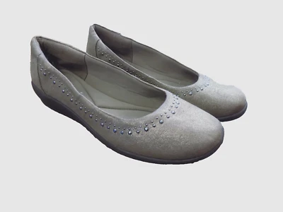 Easy Spirit Comfortable Metallic Tan bronze Ballet Flats Studded sz 7.5 Wide EUC - Изображение 1 из 4