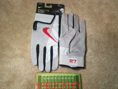 GUANTES DE BATEO NIKE FORCE ELITE MLB ANAHEIM ANGELS #27 EDICIÓN PROFESIONAL MIKE TROUT GRIS Foto 1 de 3