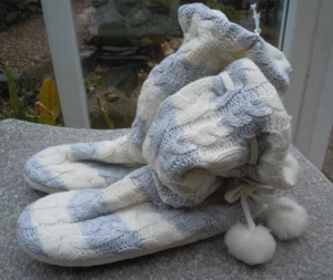 George Boot Slippers Size 5/6 Blue & White BNWT - Picture 1 of 6