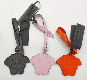 VERSACE Medusa Bag Charm Purse Luggage Black, Pink, or Orange Leather - Picture 1 of 20