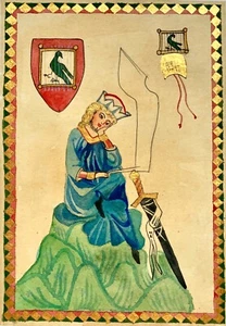 High quality hand painted miniature painting illuminated manuscript leaf Manesse - Picture 1 of 2