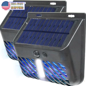 Solar Bug Zapper UV Mosquito Insect Killer w/ Motion Sensor LED Light Waterproof - Picture 1 of 11