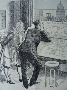 1941 Original Print WW2 NEW PLAN OF LONDON - TWIXT REITH AND WREN - Picture 1 of 2