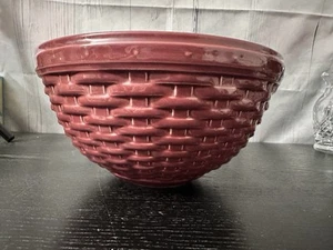 Longaberger Pottery Woven Reflections 9" Serving Mixing Bowl Paprika Red - Picture 1 of 5