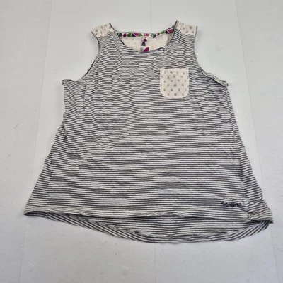 WEIRD FISH Top XL Blau Weiß Damen Ärmellos Streifen Tasche Baumwollmischung - Bild 1 von 4