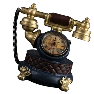 1pc Simulation Telephone Ornament Retro Photo Model Home Resin Craft (Golden) - Picture 1 of 12