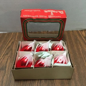 6 Vintage rote Glas Ornamente Träne mundgeblasene Anden importiert Weihnachten-Kolumbien - Bild 1 von 10