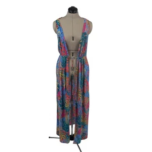 Traje de Baño Kona Sol Natación Largo Encubrimiento L/XL Floral Tropical Gasa Corbata Frontal - Imagen 1 de 10