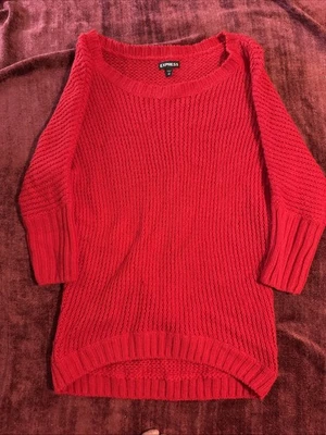 Suéter para mujer Express rojo liso manga 3/4 talla XS Foto 1 de 4