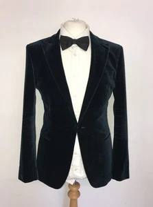 REISS - Mens Slim Fit DARK TEAL GREEN VELVET TUXEDO JACKET - 38 Reg - GORGEOUS - Picture 1 of 8