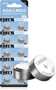 10 Pcs AG6 Cell Battery 1.55V 371 SR920SW LR920 SR927 171 370 L921 LR69 SR920 - Picture 1 of 5