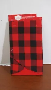 MINI Negro y Rojo Tela Escocesa FALDA ÁRBOL DE NAVIDAD ~ NUEVO CON ETIQUETAS - Imagen 1 de 3