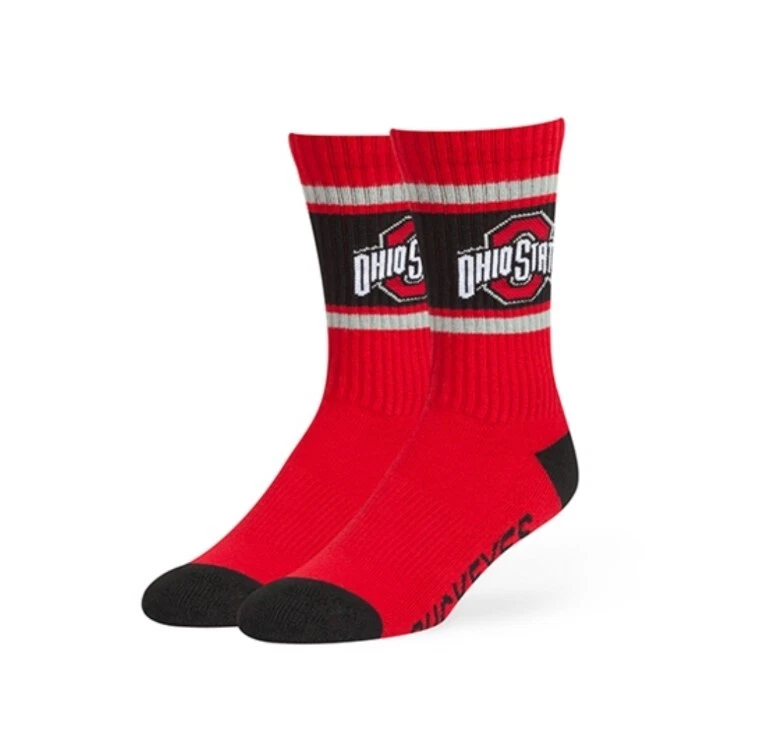 Ohio State Buckeyes '47 Marca Crew Calcetines NCAA Rojo Plumero Deporte Adulto Talla Grande Foto 1 de 4