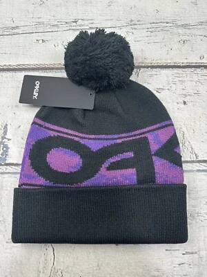 New Oakley Factory Cuff Adult Blackout Beanie Purple Oakley Decal Winter Ski Hat - Image 1 of 4