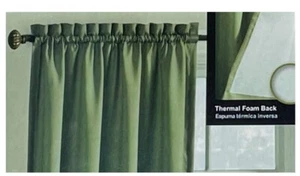 Style Selections Energy Saving Blackout Curtain Thermal Back 40" x 84" Green - Picture 1 of 9