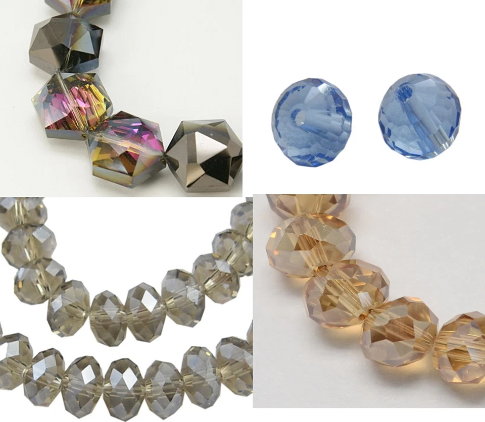 1 Strang Glasperlen facettiert geschliffen rund Schmuckperle Bastelperle - Bild 1 von 1