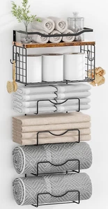 Towel Racks for Bathroom,Towel Rack Wall Mounted, 6 Tier Rolled or Folded Towel - Picture 1 of 7