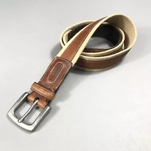 Columbia Belt Canvas Webbing & Brown Leather Mens Size 36 Outdoor Casual - Picture 1 of 11
