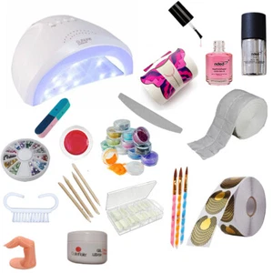 KIT RICOSTRUZIONE UNGHIE COMPLETO GEL UV LAMPADA UV LED48 WATT FORNETTO NAIL ART - Foto 1 di 1