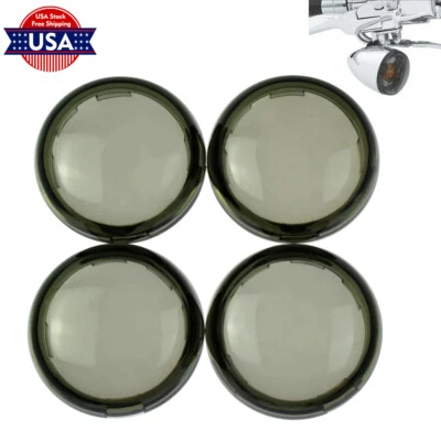 4Pcs Smoke Turn Signal Lens Cover Fit For Harley Dyna Softail Sportster 2000-up - Изображение 1 из 4