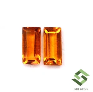 Certified Natural Citrine Baguette Cut Pair 6x3 mm 0.81 CTS Loose Gemstones - Picture 1 of 6