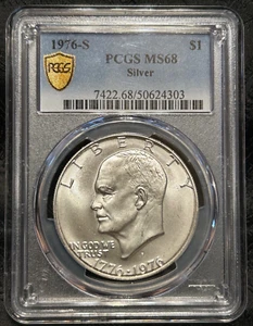 PCGS MS68 1976-S SILVER EISENHOWER DOLLAR - BLAST WHITE - Picture 1 of 4