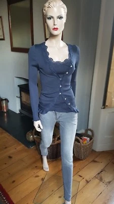 Rosemunde silk & cotton mix rib Cardigan in Blueberry melange. All Sizes RRP £65 — 第 1/4 张图片