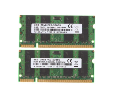 4 GB 4GB 2X 2GB DDR2 667MHz 2Rx8 PC2-5300 200pin SODIMM Laptop Memory RAM PC5300 - Image 1 of 4