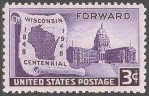 Scott 957, the 3¢ Wisconsin Statehood, 100th Anniversary Issue From 1948 - MNH - Picture 1 of 1