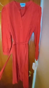 Neu mit Etikett $ 98 MF Sheldon Vintage 80er rot Etuikleid Seide Knöpfe Gürtel Größe 8/10 - Bild 1 von 6