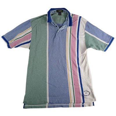 Camisa Polo Vintage Colores por Alexander Julian Para Hombre Grande Rayas Algodón LEER Foto 1 de 4