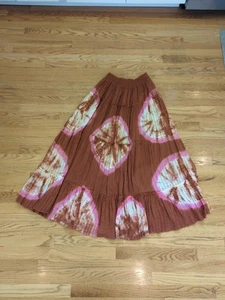 Anthropologie Odells Skirt L Midi Tie Dye Boho Lagenlook Cottage Hippie M23 - Picture 1 of 6