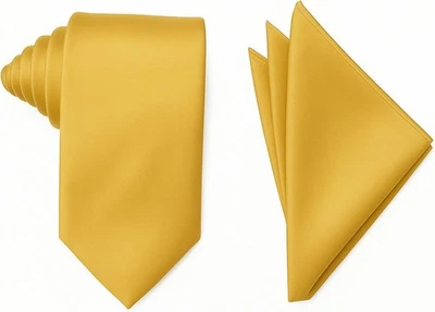 Мужской однотонный официальный свадебный повседневный галстук и карман квадратный золотой  - Изображение 1 из 4