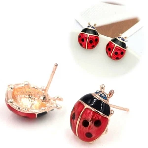 Ear Studs Earrings Red Oil Cute Insert Paint Stud Earrings Exquisite Ladybug - Picture 1 of 7