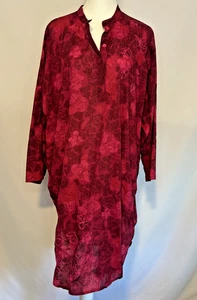 Gudrun Sjoden Kleid tiefrot Bio Baumwolle Langarm Taschen Lagenlook M - Bild 1 von 12