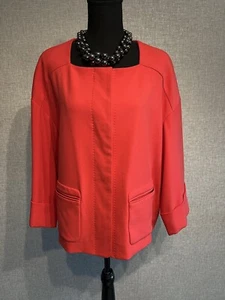 Nordstrom Collection SZ L Women’s Red Jacket Blazer /Pockets - Picture 1 of 7
