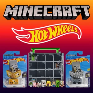 Minecraft LOT Collector Case + 8 Mini-Figures & 2x New Hot Wheels Minecarts - Bild 1 von 20