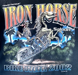 Bike Week T-Shirt Iron Horse Saloon Langarm Henley 2002 Herren LARGE USA Vintage - Bild 1 von 15