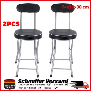 Barhocker 2er Set Barstuhl mit Rückenlehne, Tresenhocker Stuhl klappbar, Schwarz - Bild 1 von 12