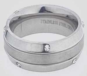 FASHION Crystal Band Ring Polish and Satin - Picture 1 of 5