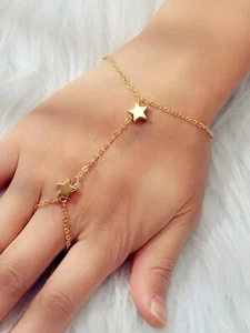 Fashion Jewellery Gold Chain Star Slave Bracelet with Finger Women Accessories - Picture 1 of 5
