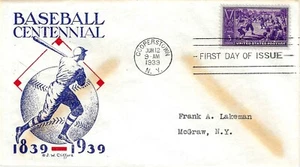 FDC  # 855-11a     --  1939  Baseball     --  Clifford - Picture 1 of 2