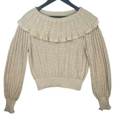 Suéter Free People Crazy in Love Mujer Grande Volantes Romántico Caprichoso Neutro Foto 1 de 4