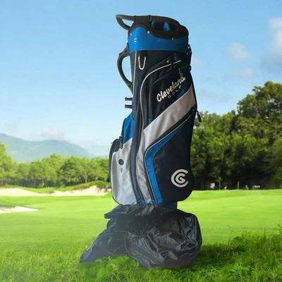 Bolsa de golf Cleveland con divisores de 14 vías negra blanca azul cubierta para lluvia Foto 1 de 4